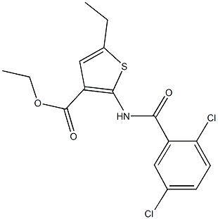 ethyl 2-[(2,5-dichlorobenzoyl)amino]-5-ethyl-3-thiophenecarboxylate 구조식 이미지