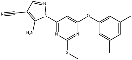 5-amino-1-[6-(3,5-dimethylphenoxy)-2-(methylsulfanyl)pyrimidin-4-yl]-1H-pyrazole-4-carbonitrile 구조식 이미지