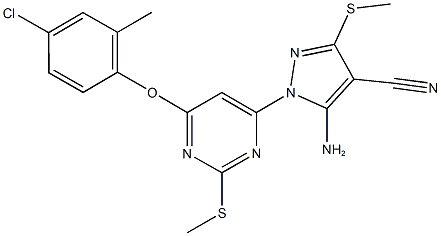 5-amino-1-[6-(4-chloro-2-methylphenoxy)-2-(methylsulfanyl)pyrimidin-4-yl]-3-(methylsulfanyl)-1H-pyrazole-4-carbonitrile Structure