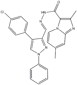 N'-{[4-(4-chlorophenyl)-1-phenyl-1H-pyrazol-3-yl]methylene}-2,7-dimethylimidazo[1,2-a]pyridine-3-carbohydrazide 구조식 이미지