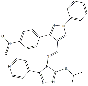 4-[4-{[(3-{4-nitrophenyl}-1-phenyl-1H-pyrazol-4-yl)methylene]amino}-5-(isopropylsulfanyl)-4H-1,2,4-triazol-3-yl]pyridine 구조식 이미지
