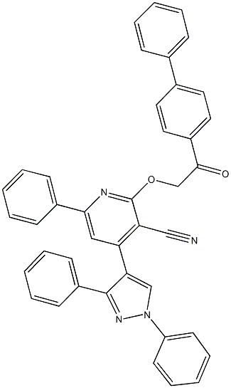 2-(2-[1,1'-biphenyl]-4-yl-2-oxoethoxy)-4-(1,3-diphenyl-1H-pyrazol-4-yl)-6-phenylnicotinonitrile Structure