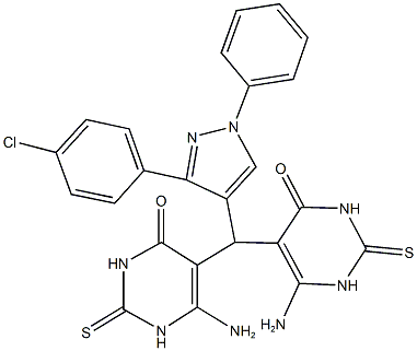 6-amino-5-{(6-amino-4-oxo-2-thioxo-1,2,3,4-tetrahydro-5-pyrimidinyl)[3-(4-chlorophenyl)-1-phenyl-1H-pyrazol-4-yl]methyl}-2-thioxo-2,3-dihydro-4(1H)-pyrimidinone 구조식 이미지