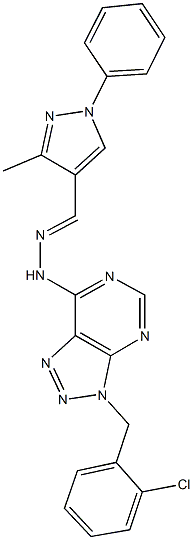 3-methyl-1-phenyl-1H-pyrazole-4-carbaldehyde [3-(2-chlorobenzyl)-3H-[1,2,3]triazolo[4,5-d]pyrimidin-7-yl]hydrazone 구조식 이미지