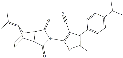4-(4-isopropylphenyl)-5-methyl-2-[10-(1-methylethylidene)-3,5-dioxo-4-azatricyclo[5.2.1.0~2,6~]dec-4-yl]-3-thiophenecarbonitrile 구조식 이미지