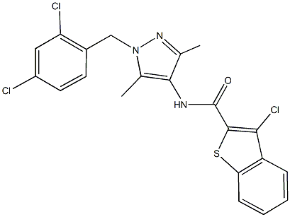 3-chloro-N-[1-(2,4-dichlorobenzyl)-3,5-dimethyl-1H-pyrazol-4-yl]-1-benzothiophene-2-carboxamide Structure