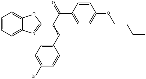 2-(1,3-benzoxazol-2-yl)-3-(4-bromophenyl)-1-(4-butoxyphenyl)-2-propen-1-one Structure