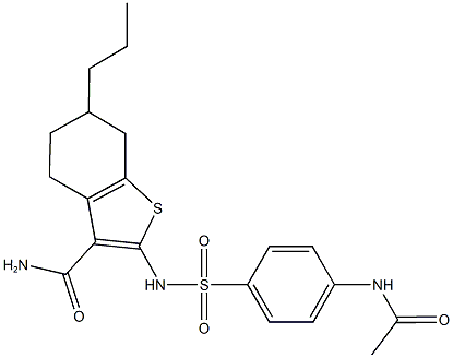 2-({[4-(acetylamino)phenyl]sulfonyl}amino)-6-propyl-4,5,6,7-tetrahydro-1-benzothiophene-3-carboxamide 구조식 이미지