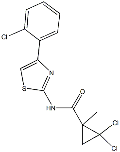 2,2-dichloro-N-[4-(2-chlorophenyl)-1,3-thiazol-2-yl]-1-methylcyclopropanecarboxamide 구조식 이미지