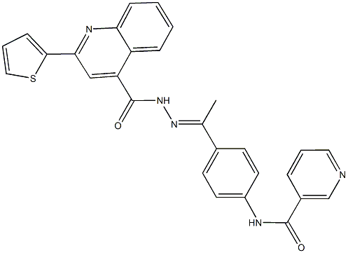 N-[4-(N-{[2-(2-thienyl)-4-quinolinyl]carbonyl}ethanehydrazonoyl)phenyl]nicotinamide Structure