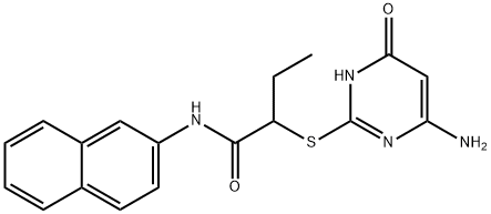 2-[(4-amino-6-oxo-1,6-dihydro-2-pyrimidinyl)sulfanyl]-N-(2-naphthyl)butanamide 구조식 이미지