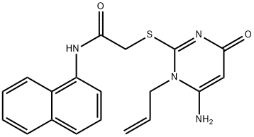 2-[(1-allyl-6-amino-4-oxo-1,4-dihydro-2-pyrimidinyl)sulfanyl]-N-(1-naphthyl)acetamide 구조식 이미지