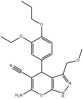 6-amino-4-(3-ethoxy-4-propoxyphenyl)-3-(methoxymethyl)-1,4-dihydropyrano[2,3-c]pyrazole-5-carbonitrile 구조식 이미지