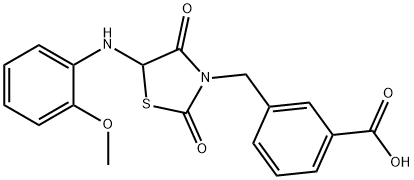 3-{[5-(2-methoxyanilino)-2,4-dioxo-1,3-thiazolidin-3-yl]methyl}benzoic acid Structure