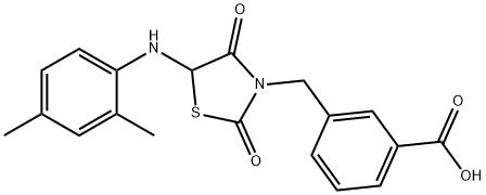 3-{[5-(2,4-dimethylanilino)-2,4-dioxo-1,3-thiazolidin-3-yl]methyl}benzoic acid 구조식 이미지