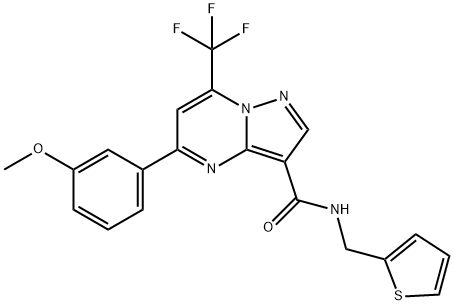 5-(3-methoxyphenyl)-N-(2-thienylmethyl)-7-(trifluoromethyl)pyrazolo[1,5-a]pyrimidine-3-carboxamide 구조식 이미지