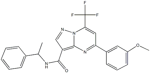 5-(3-methoxyphenyl)-N-(1-phenylethyl)-7-(trifluoromethyl)pyrazolo[1,5-a]pyrimidine-3-carboxamide 구조식 이미지