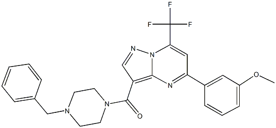 3-[3-[(4-benzyl-1-piperazinyl)carbonyl]-7-(trifluoromethyl)pyrazolo[1,5-a]pyrimidin-5-yl]phenyl methyl ether 구조식 이미지
