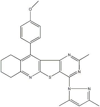 4-[4-(3,5-dimethyl-1H-pyrazol-1-yl)-2-methyl-7,8,9,10-tetrahydropyrimido[4',5':4,5]thieno[2,3-b]quinolin-11-yl]phenyl methyl ether 구조식 이미지