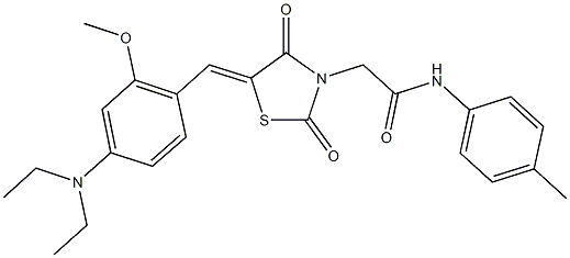 2-{5-[4-(diethylamino)-2-methoxybenzylidene]-2,4-dioxo-1,3-thiazolidin-3-yl}-N-(4-methylphenyl)acetamide 구조식 이미지