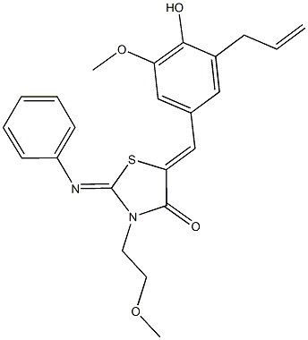 5-(3-allyl-4-hydroxy-5-methoxybenzylidene)-3-(2-methoxyethyl)-2-(phenylimino)-1,3-thiazolidin-4-one Structure