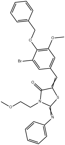 5-[4-(benzyloxy)-3-bromo-5-methoxybenzylidene]-3-(2-methoxyethyl)-2-(phenylimino)-1,3-thiazolidin-4-one 구조식 이미지