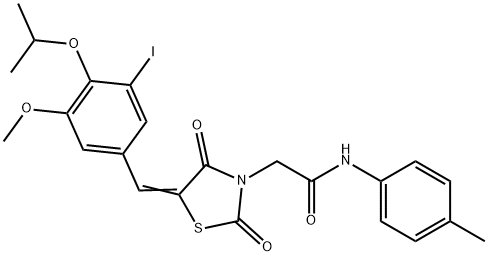 2-[5-(3-iodo-4-isopropoxy-5-methoxybenzylidene)-2,4-dioxo-1,3-thiazolidin-3-yl]-N-(4-methylphenyl)acetamide Structure