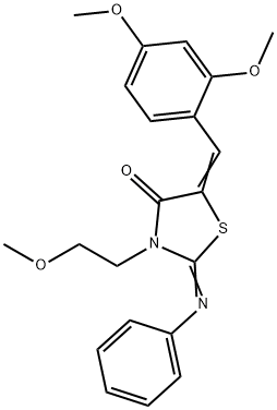 5-(2,4-dimethoxybenzylidene)-3-(2-methoxyethyl)-2-(phenylimino)-1,3-thiazolidin-4-one 구조식 이미지