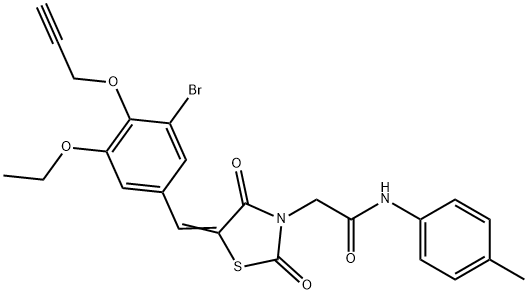 2-{5-[3-bromo-5-ethoxy-4-(2-propynyloxy)benzylidene]-2,4-dioxo-1,3-thiazolidin-3-yl}-N-(4-methylphenyl)acetamide Structure