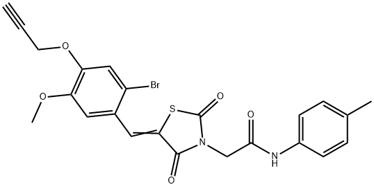 2-{5-[2-bromo-5-methoxy-4-(2-propynyloxy)benzylidene]-2,4-dioxo-1,3-thiazolidin-3-yl}-N-(4-methylphenyl)acetamide 구조식 이미지