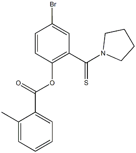 4-bromo-2-(pyrrolidin-1-ylcarbothioyl)phenyl 2-methylbenzoate 구조식 이미지