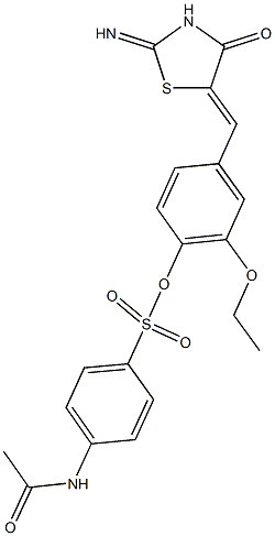 2-ethoxy-4-[(2-imino-4-oxo-1,3-thiazolidin-5-ylidene)methyl]phenyl 4-(acetylamino)benzenesulfonate 구조식 이미지