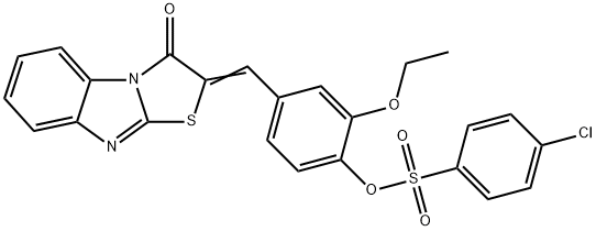 2-ethoxy-4-[(3-oxo[1,3]thiazolo[3,2-a]benzimidazol-2(3H)-ylidene)methyl]phenyl 4-chlorobenzenesulfonate 구조식 이미지