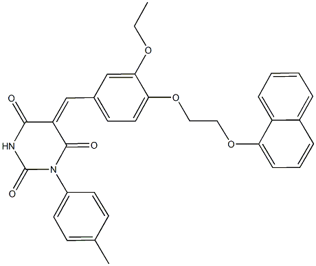 5-{3-ethoxy-4-[2-(1-naphthyloxy)ethoxy]benzylidene}-1-(4-methylphenyl)-2,4,6(1H,3H,5H)-pyrimidinetrione Structure