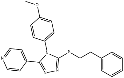 4-{4-(4-methoxyphenyl)-5-[(2-phenylethyl)sulfanyl]-4H-1,2,4-triazol-3-yl}pyridine 구조식 이미지