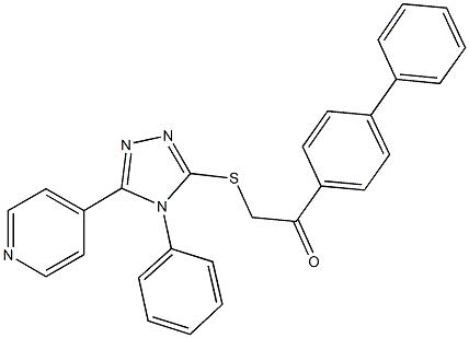 1-[1,1'-biphenyl]-4-yl-2-{[4-phenyl-5-(4-pyridinyl)-4H-1,2,4-triazol-3-yl]sulfanyl}ethanone 구조식 이미지