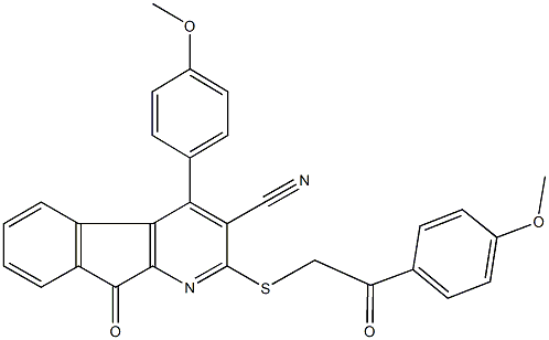 4-(4-methoxyphenyl)-2-{[2-(4-methoxyphenyl)-2-oxoethyl]sulfanyl}-9-oxo-9H-indeno[2,1-b]pyridine-3-carbonitrile 구조식 이미지