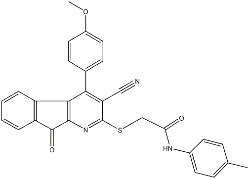 2-{[3-cyano-4-(4-methoxyphenyl)-9-oxo-9H-indeno[2,1-b]pyridin-2-yl]sulfanyl}-N-(4-methylphenyl)acetamide Structure