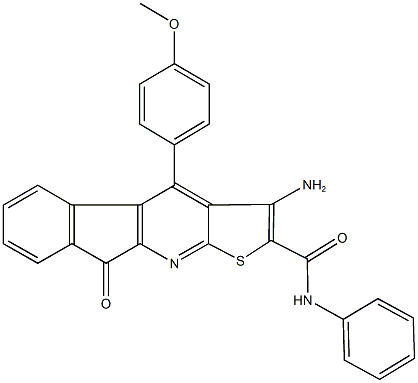 3-amino-4-(4-methoxyphenyl)-9-oxo-N-phenyl-9H-indeno[2,1-b]thieno[3,2-e]pyridine-2-carboxamide Structure