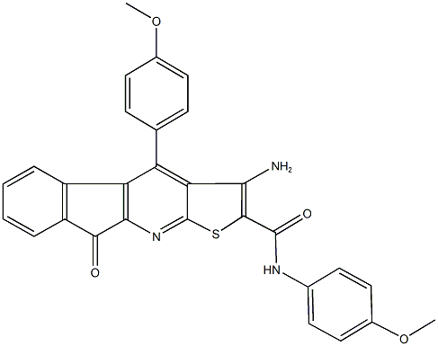 3-amino-N,4-bis(4-methoxyphenyl)-9-oxo-9H-indeno[2,1-b]thieno[3,2-e]pyridine-2-carboxamide 구조식 이미지