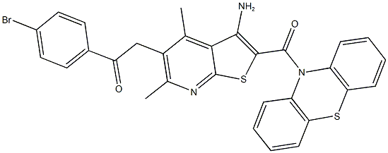 2-[3-amino-4,6-dimethyl-2-(10H-phenothiazin-10-ylcarbonyl)thieno[2,3-b]pyridin-5-yl]-1-(4-bromophenyl)ethanone Structure