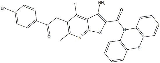 2-[3-amino-4,6-dimethyl-2-(10H-phenothiazin-10-ylcarbonyl)thieno[2,3-b]pyridin-5-yl]-1-(4-bromophenyl)ethanone 구조식 이미지