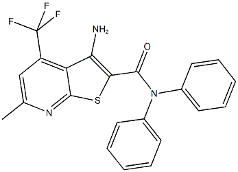 3-amino-6-methyl-N,N-diphenyl-4-(trifluoromethyl)thieno[2,3-b]pyridine-2-carboxamide 구조식 이미지