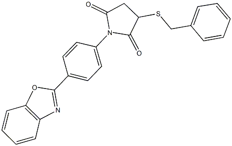 1-[4-(1,3-benzoxazol-2-yl)phenyl]-3-(benzylsulfanyl)-2,5-pyrrolidinedione 구조식 이미지