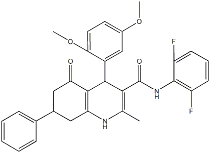 N-(2,6-difluorophenyl)-4-(2,5-dimethoxyphenyl)-2-methyl-5-oxo-7-phenyl-1,4,5,6,7,8-hexahydro-3-quinolinecarboxamide 구조식 이미지