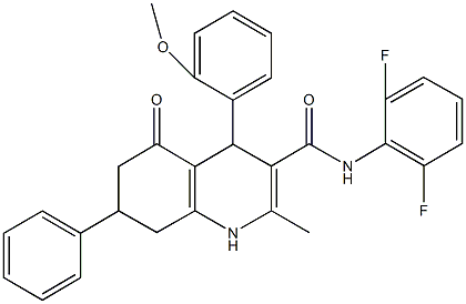 N-(2,6-difluorophenyl)-4-(2-methoxyphenyl)-2-methyl-5-oxo-7-phenyl-1,4,5,6,7,8-hexahydro-3-quinolinecarboxamide Structure