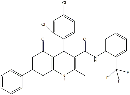 4-(2,4-dichlorophenyl)-2-methyl-5-oxo-7-phenyl-N-[2-(trifluoromethyl)phenyl]-1,4,5,6,7,8-hexahydro-3-quinolinecarboxamide 구조식 이미지