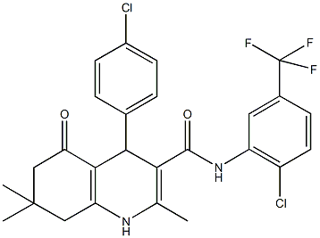 4-(4-chlorophenyl)-N-[2-chloro-5-(trifluoromethyl)phenyl]-2,7,7-trimethyl-5-oxo-1,4,5,6,7,8-hexahydro-3-quinolinecarboxamide 구조식 이미지