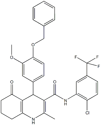 4-[4-(benzyloxy)-3-methoxyphenyl]-N-[2-chloro-5-(trifluoromethyl)phenyl]-2-methyl-5-oxo-1,4,5,6,7,8-hexahydro-3-quinolinecarboxamide Structure