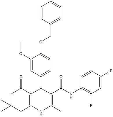 4-[4-(benzyloxy)-3-methoxyphenyl]-N-(2,4-difluorophenyl)-2,7,7-trimethyl-5-oxo-1,4,5,6,7,8-hexahydro-3-quinolinecarboxamide Structure